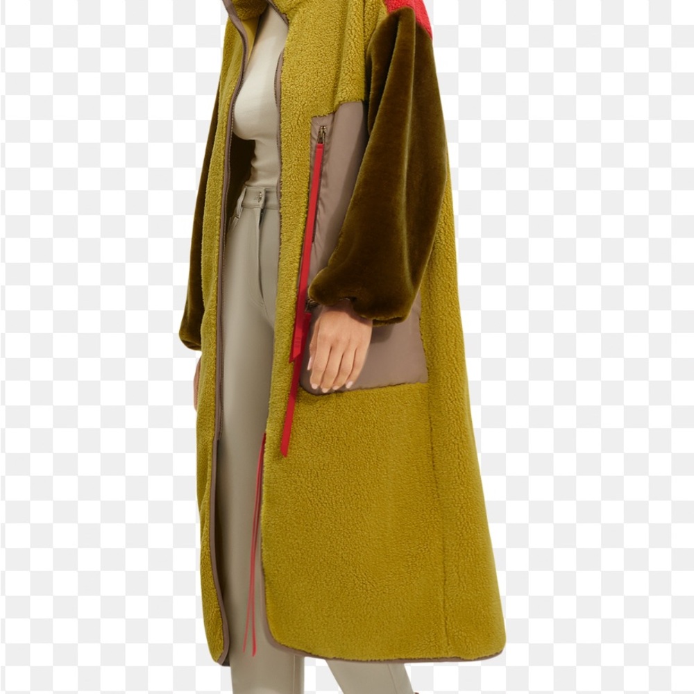UGG Olive and Brown Teddy Jacket with Red Accents